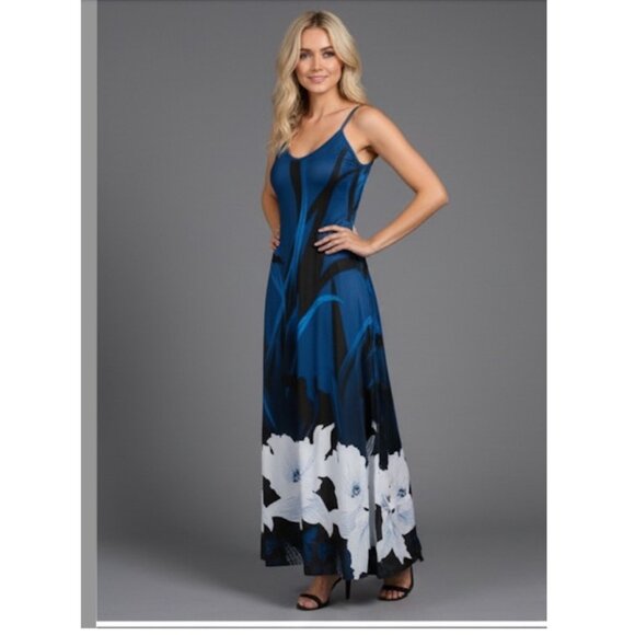 Blue Floral Print Cami Maxi Dress - Picture 2 of 9